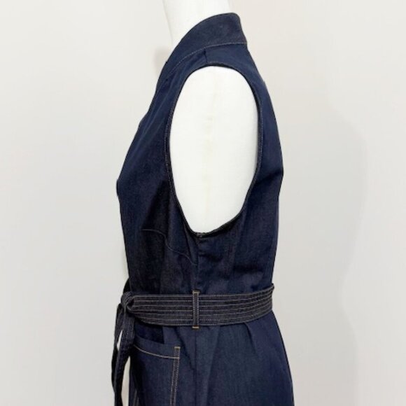 Chico's Denim Dress Refined Vest Jacket Dress Sleeveless Belted Size 1 = M/8 - Picture 3 of 5